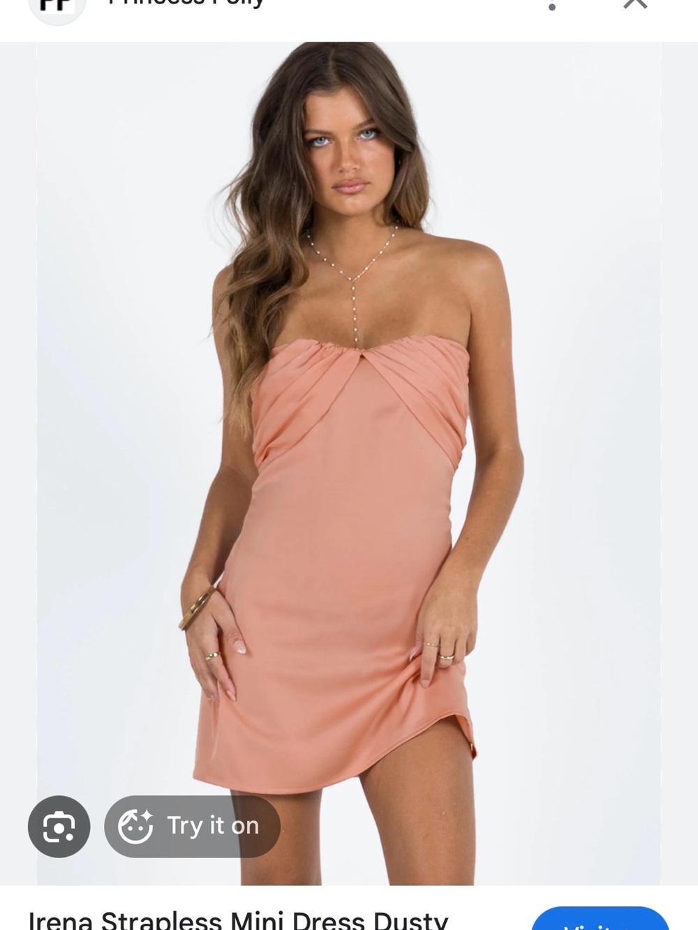 Princess Polly Dusty Peach Strapless Mini Dress size 4